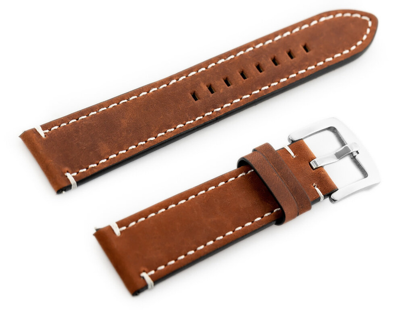 W72 leather watch strap - mahogany. brown - 20mm