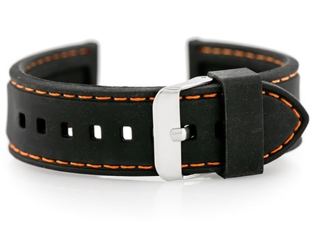 U20 rubber watch strap - black/orange 26mm