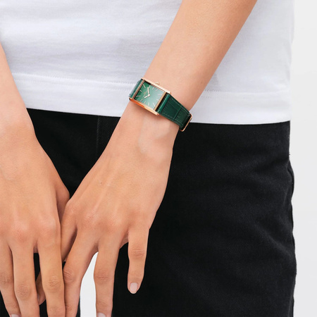 ZEGAREK DAMSKI DANIEL WELLINGTON Bound Crocodile Emerald Rose Gold 22mm DW00100694 + BOX