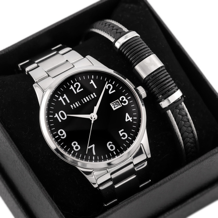 PAUL LORENS MEN'S PRESENT SET - Watch + Bracelet (zg368d)