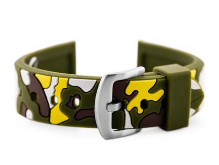 U13 rubber watch strap - olive/yellow-moro - 22mm