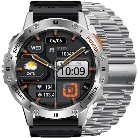 SMARTWATCH MĘSKI GRAVITY GT22-2 - AMOLED, DODATKOWY PASEK (sg030b)