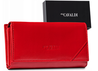 Duży, skórzany portfel damski na zatrzask - 4U Cavaldi
