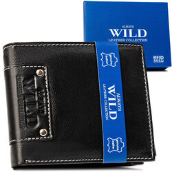 Duży, skórzany portfel męski z systemem RFID Protect — Always Wild