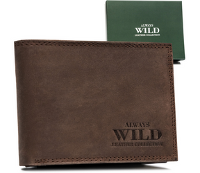 Klasyczny, skórzany portfel męski bez zapięcia - Always Wild