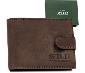 Klasyczny, skórzany portfel męski na zatrzask - Always Wild