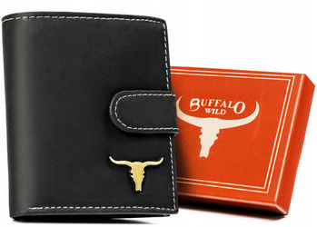 Mały, pionowy portfel męski ze skóry naturalnej zamykany na zatrzask - Buffalo Wild