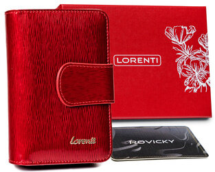 Skórzany, lakierowany portfel damski na zapinkę z zatrzaskiem - Lorenti