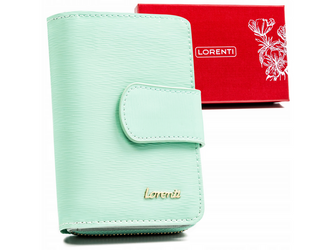 Skórzany portfel damski w orientacji pionowej zamykany na zatrzask - Lorenti