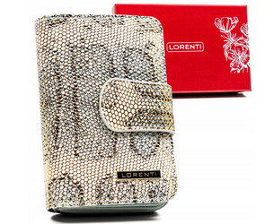 Skórzany portfel damski z systemem RFID Protect, zapinany zatrzaskiem - Lorenti