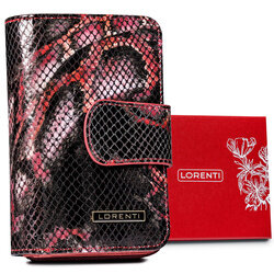 Skórzany portfel na karty z wężowym wzorem - Lorenti