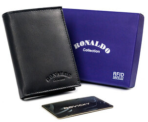 Skórzany, składany portfel męski z zasuwanym schowkiem - Ronaldo