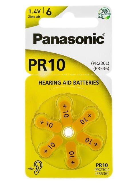 Bateria słuchowa Panasonic PR10 - komplet 6szt.