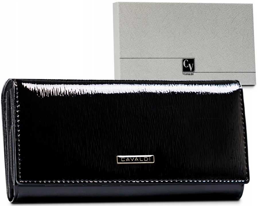 Duży, elegancki portfel damski ze skóry naturalnej na zatrzask - 4U Cavaldi