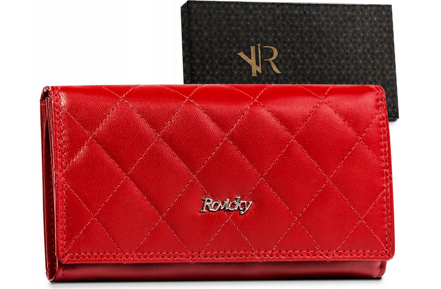 Duży, skórzany portfel damski z systemem RFID — Rovicky