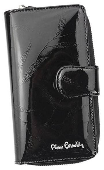 Efektowny, pionowy portfel damski z lakierowanej skóry naturalnej - Pierre Cardin
