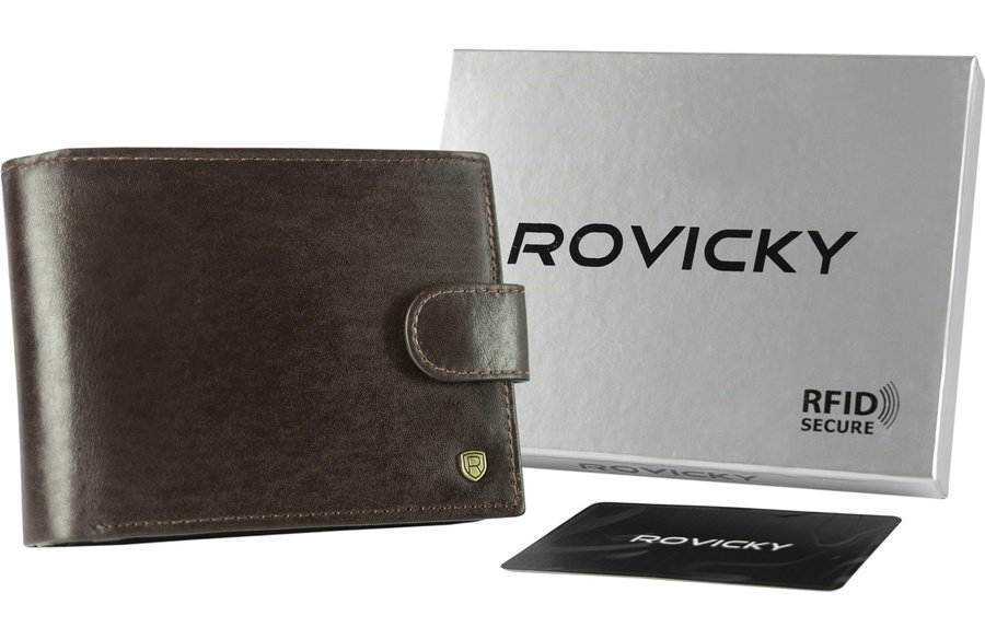 Elegancki portfel męski z membraną antyskimmingową - Rovicky
