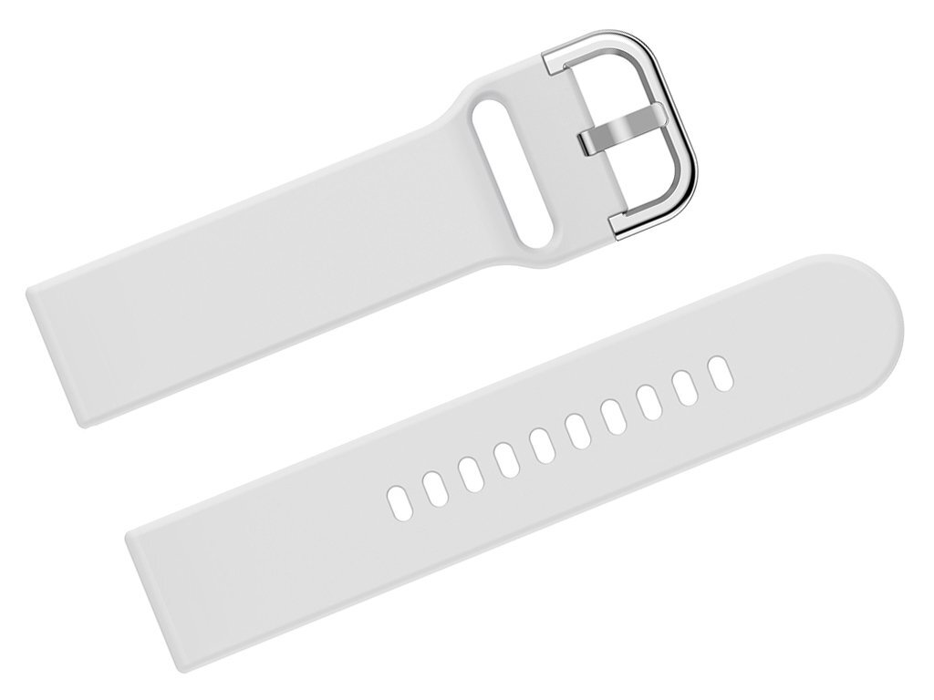 Pasek gumowy do smartwatch U01 - biały/srebrny - 20mm