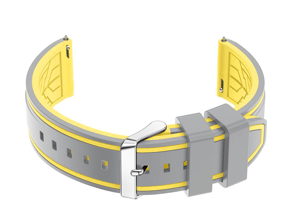 Pasek gumowy do zegarka U14 - siwy/żółty - 24mm