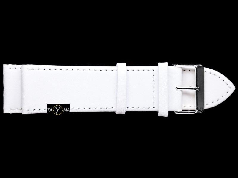 Pasek skórzany do zegarka - biały - 26mm