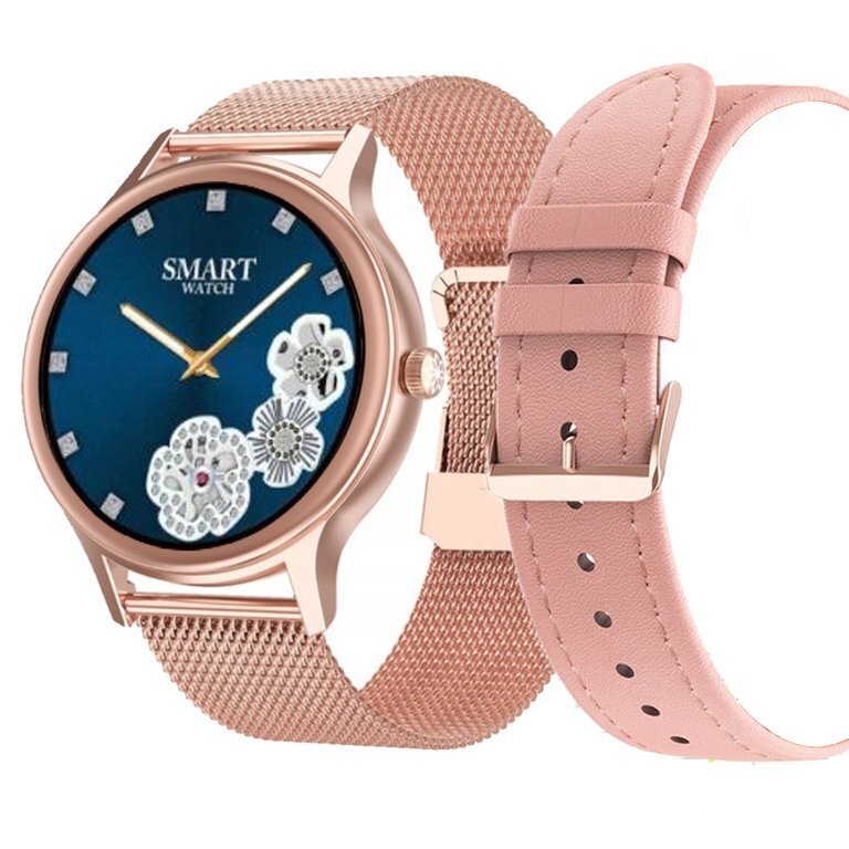 SMARTWATCH DAMSKI PACIFIC 18-1 - BRANSOLETA + PASEK: Rosegold / Różowy (sy015a)