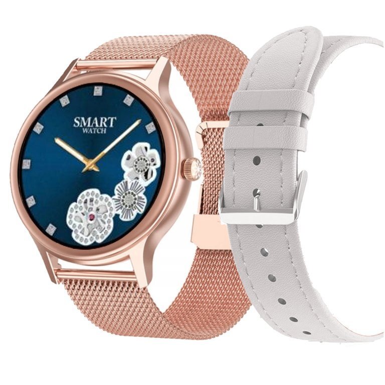 SMARTWATCH DAMSKI PACIFIC 18-2 - BRANSOLETA + PASEK: Rosegold / Biały (sy015b)