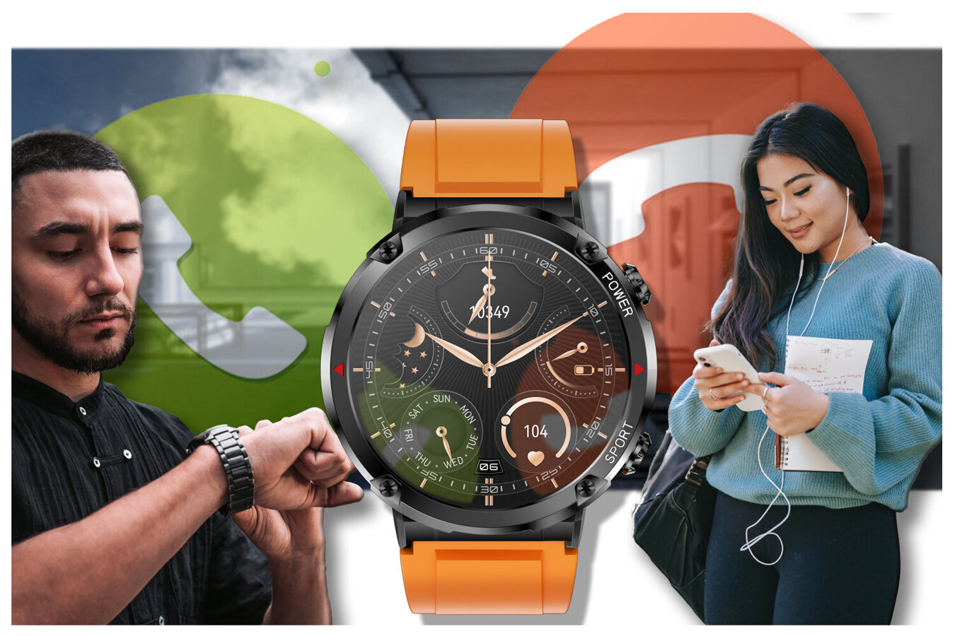 SMARTWATCH MĘSKI GRAVITY GT21-2 - BLUETOOTH CALL, DODATKOWY PASEK (sg025b)