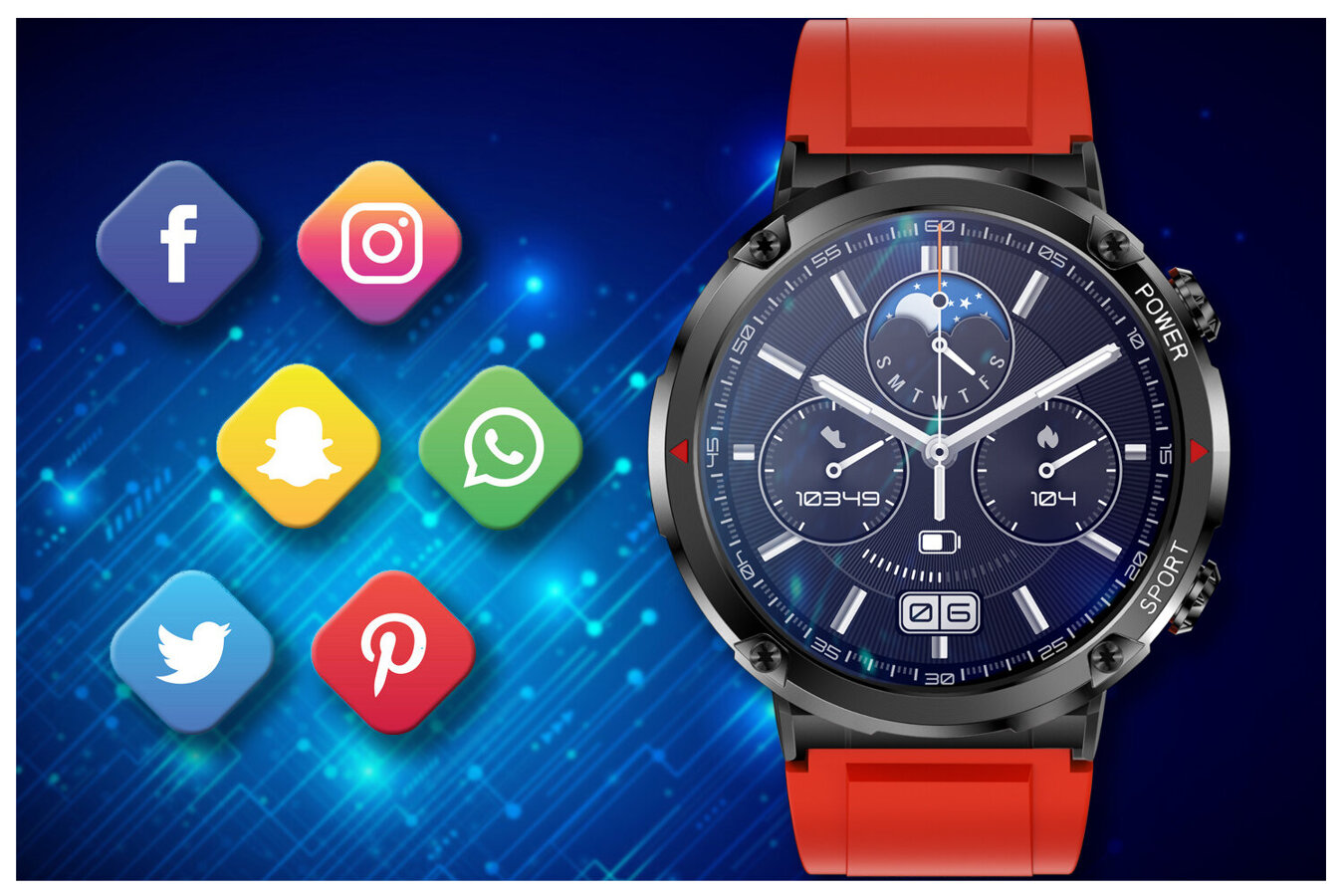 SMARTWATCH MĘSKI GRAVITY GT21-6 - BLUETOOTH CALL, DODATKOWY PASEK (sg025f)