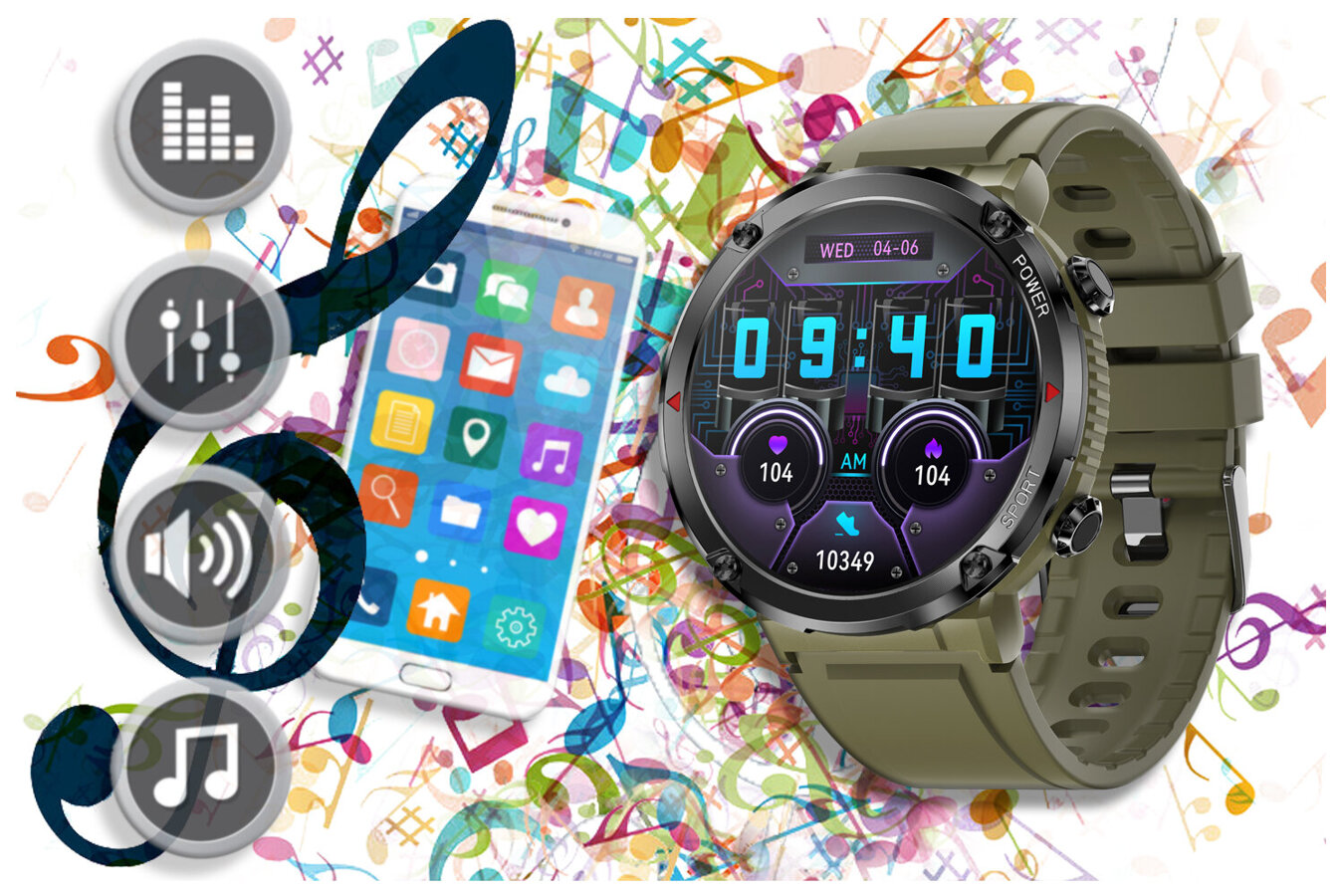 SMARTWATCH MĘSKI GRAVITY GT21-7 - BLUETOOTH CALL, DODATKOWY PASEK (sg025g)