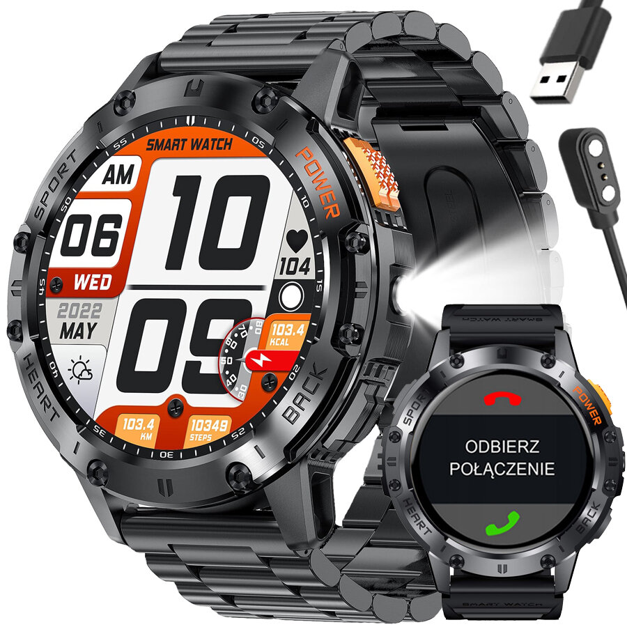 SMARTWATCH MĘSKI GRAVITY GT22-1 - AMOLED, DODATKOWY PASEK (sg030a)