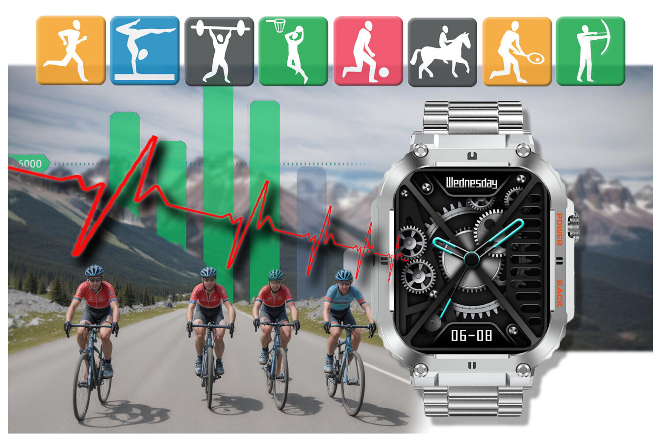 SMARTWATCH MĘSKI GRAVITY GT6-7 - WYKONYWANIE POŁĄCZEŃ, MONITOR SNU (sg020g)