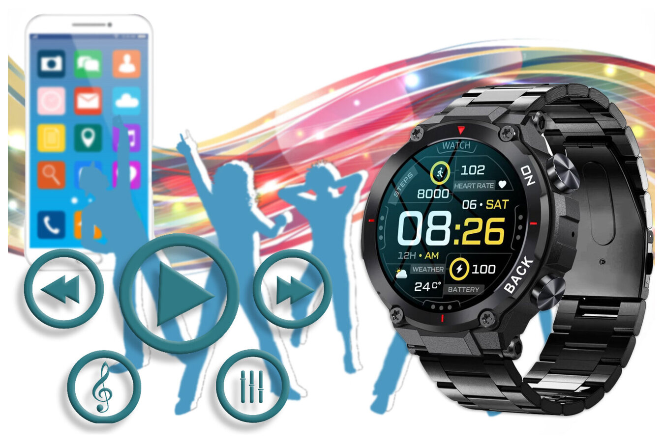 SMARTWATCH MĘSKI GRAVITY GT8-2 - z GPS (sg017b)