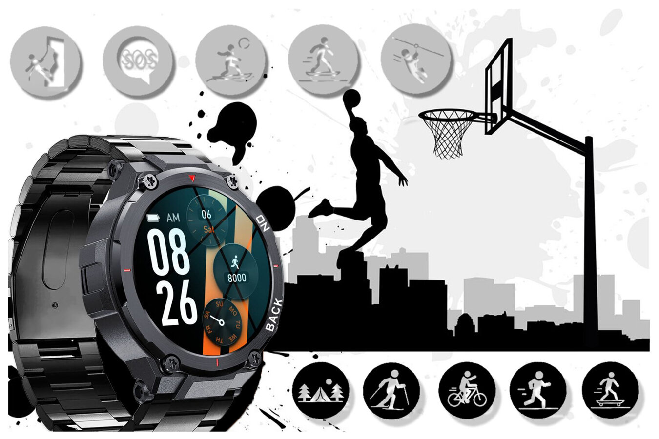 SMARTWATCH MĘSKI GRAVITY GT8-2 - z GPS (sg017b)