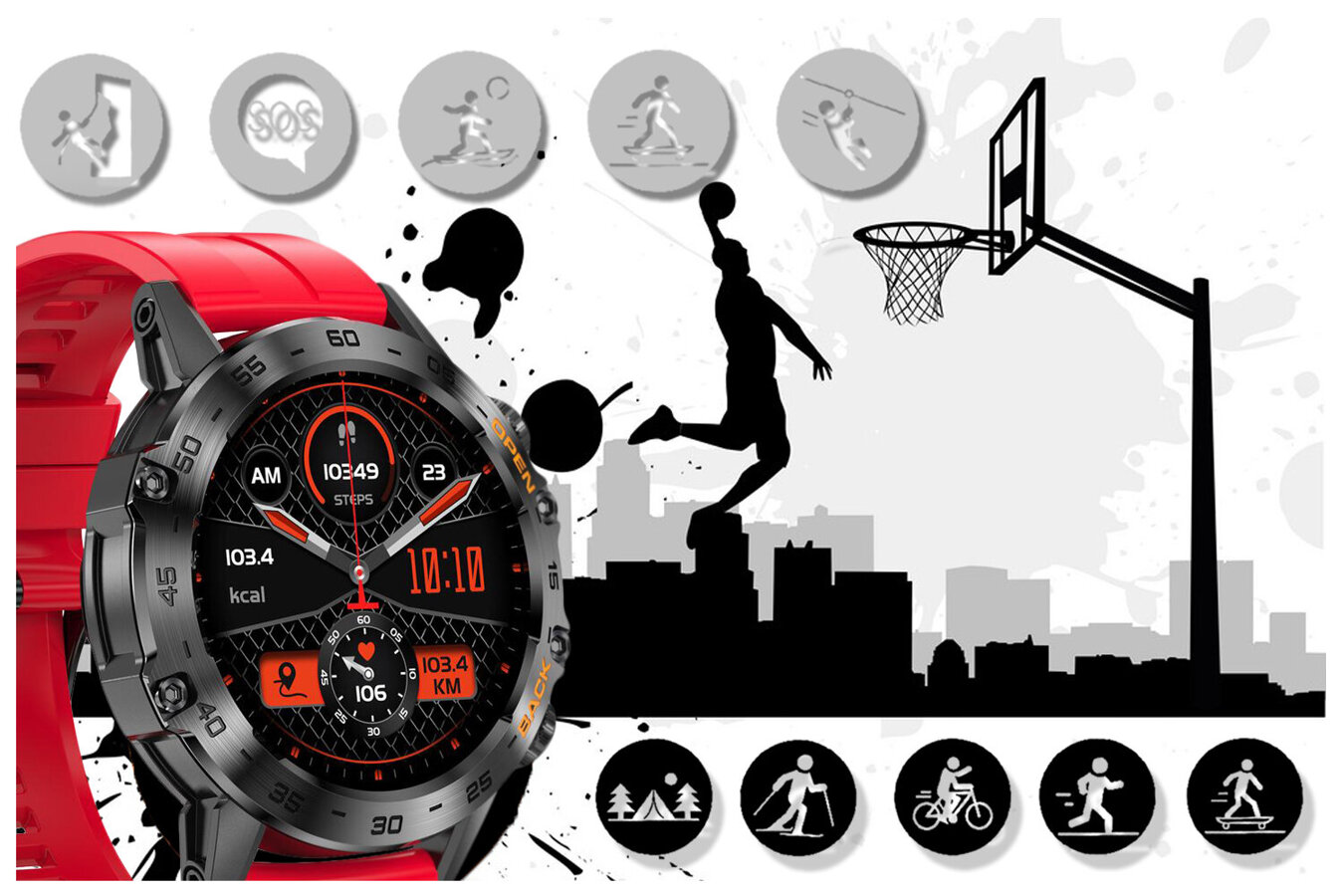 SMARTWATCH MĘSKI GRAVITY GT9-11 - WYKONYWANIE POŁĄCZEŃ, CIŚNIENIOMIERZ (sg021k)