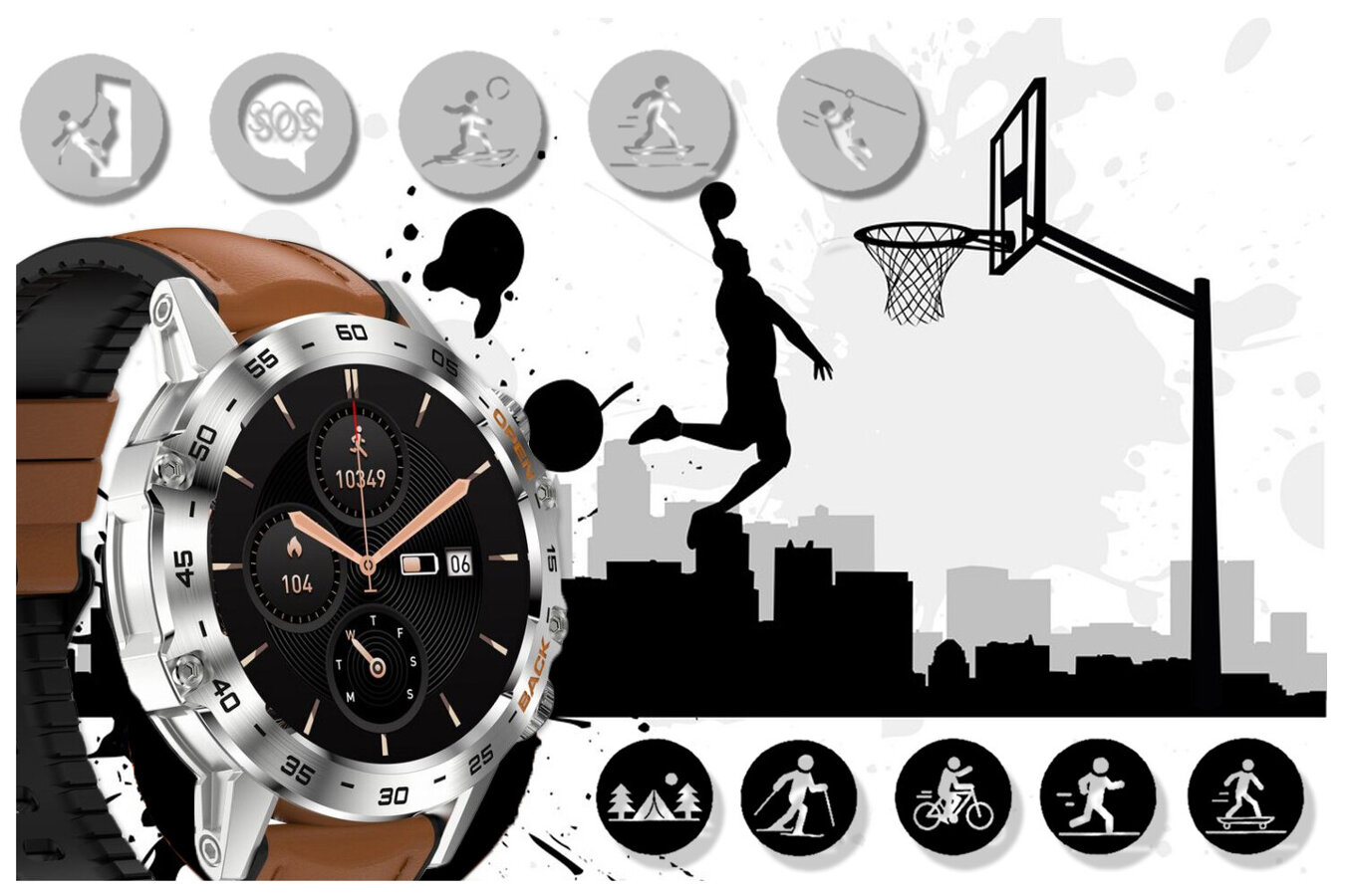 SMARTWATCH MĘSKI GRAVITY GT9-8 - WYKONYWANIE POŁĄCZEŃ, CIŚNIENIOMIERZ (sg021h)