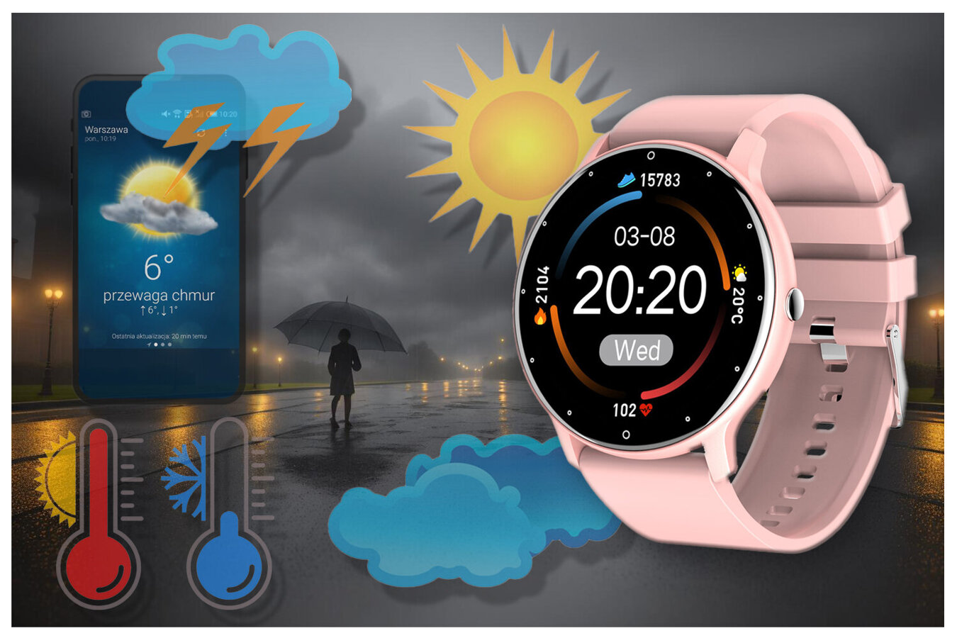 SMARTWATCH UNISEX GRAVITY GT1-1 - PULSOMETR, WŁASNE TARCZE (sg015a)