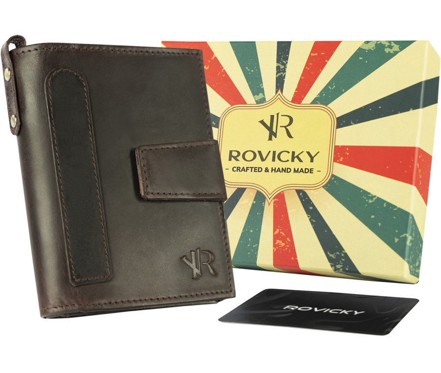 Skórzany portfel męski w stylu retro - Rovicky