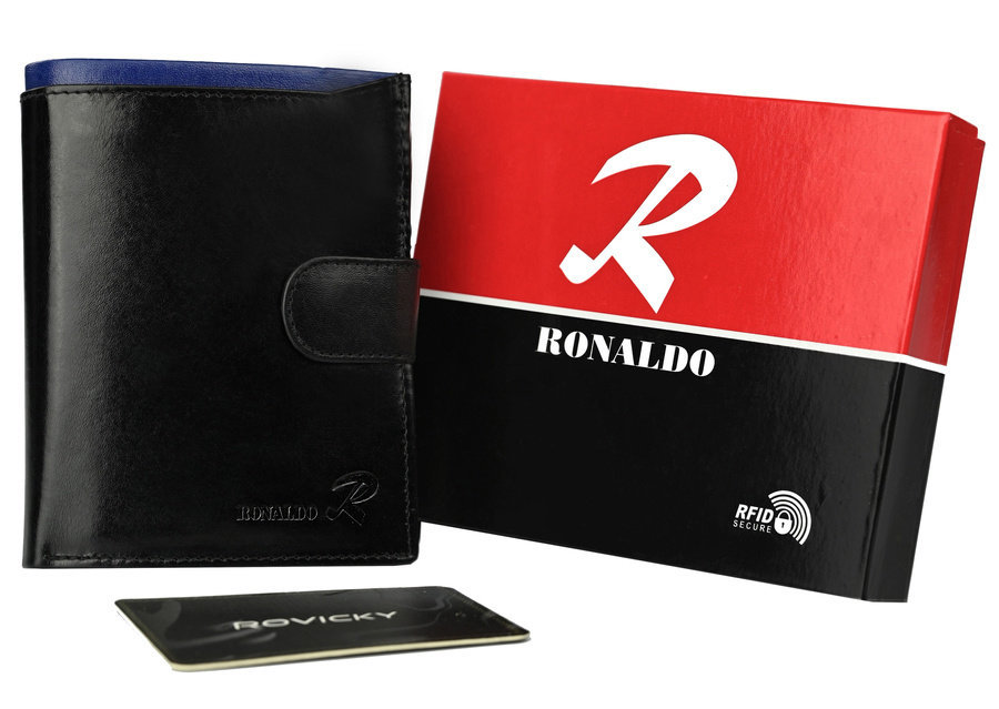 Skórzany portfel męski z kolorową wstawką — Ronaldo