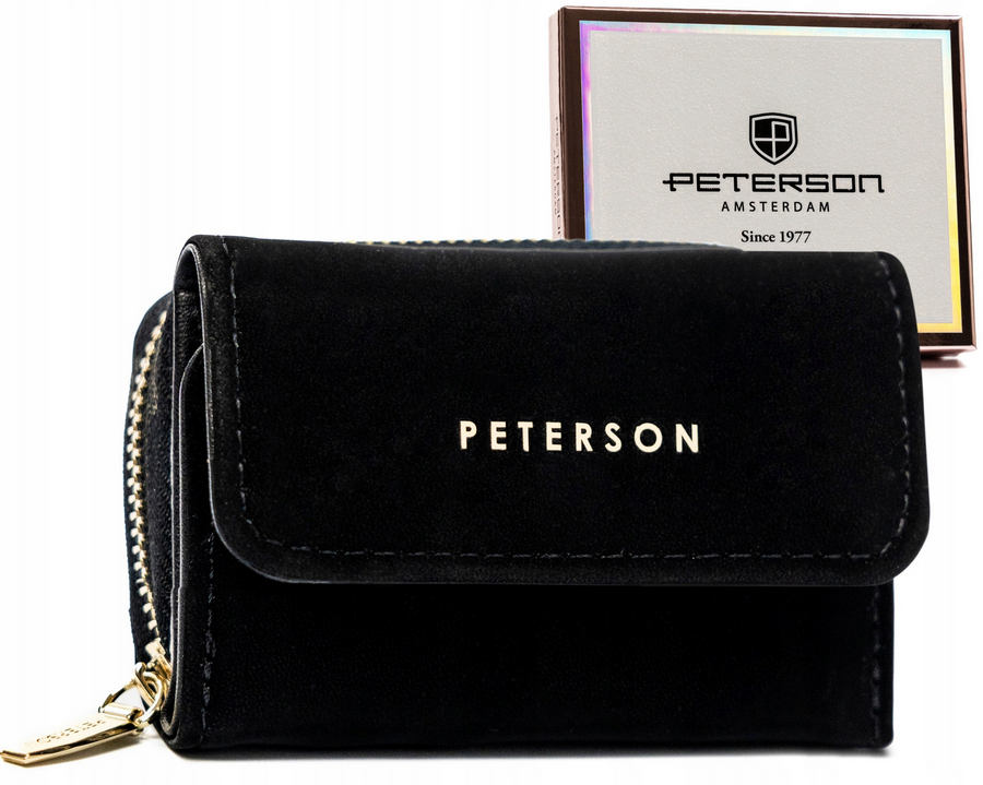 Stylowy portfel damski z gładkiej skóry ekologicznej - Peterson