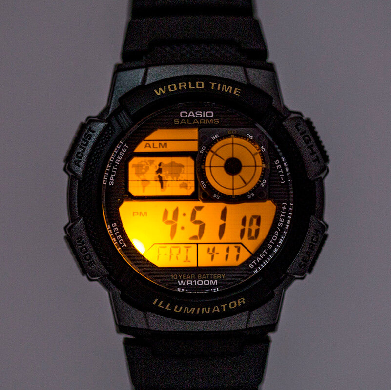 ZEGAREK MĘSKI CASIO AE-1000W-1AV - WORLD TIME + BOX