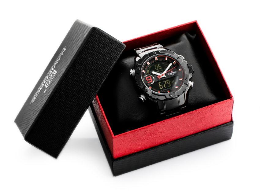 ZEGAREK MĘSKI NAVIFORCE - NF9146S (zn089b) - black/red + BOX