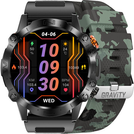 SMARTWATCH MĘSKI GRAVITY GT20-6 - AMOLED, DODATKOWY PASEK (sg024f)