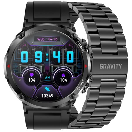 SMARTWATCH MĘSKI GRAVITY GT21-1 - BLUETOOTH CALL, DODATKOWY PASEK (sg025a)