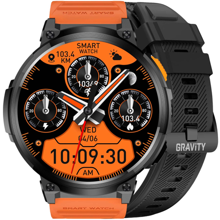 SMARTWATCH MĘSKI GRAVITY GT23-3 - LATARKA, DODATKOWY PASEK  (sg031c)